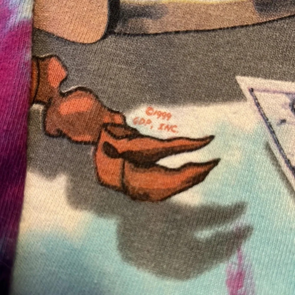 Vintage 1999 Grateful Dead Liquid Blue Tie Dye Skeleton Magician Double Sided - Picture 11 of 13